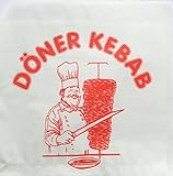 100 Stück Döner - Kebab - Tüte/Dönertasche (Weiß mit Motiv / 16 x 16 cm)